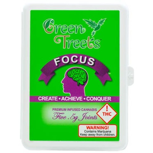 Green Treets 5 Pack Distillate Infused Joints - Focus