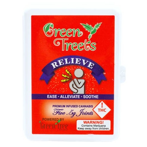 Green Treets 5 Pack Distillate Infused Joints - Relieve